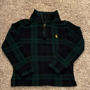 Ralph Lauren Dark Blue and Green Checkered Quarter-Zip Toddler